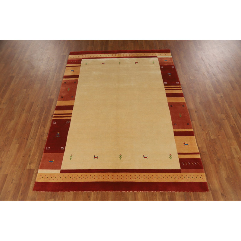 Handmade Wool Gabbeh Style Indian Area Rug 5x8