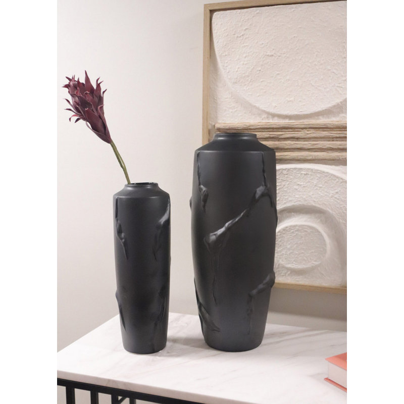 Vase, H 19 po x l 19 po x P 47 po, Noir, noir, noir, noir