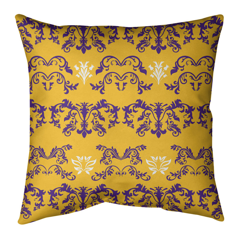 Housse de coussin Minnesota Football Baroque, Jaune / mauve/ blanc, Polyester sergé, 18" x 18"