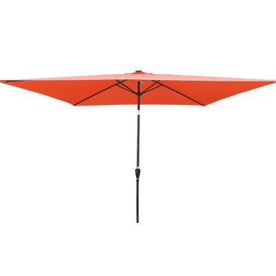 Parasol d'extérieur rectangulaire de 10 pi x 6,5 pi - Turquoise, à énergie solaire, avec fonction de manivelle et d'inclinaison pour la cour arrière de la piscine Turquoise