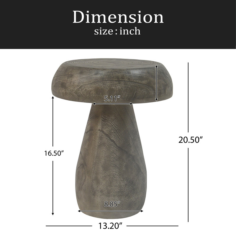 Table d'appoint champignon, texture semblable au bois