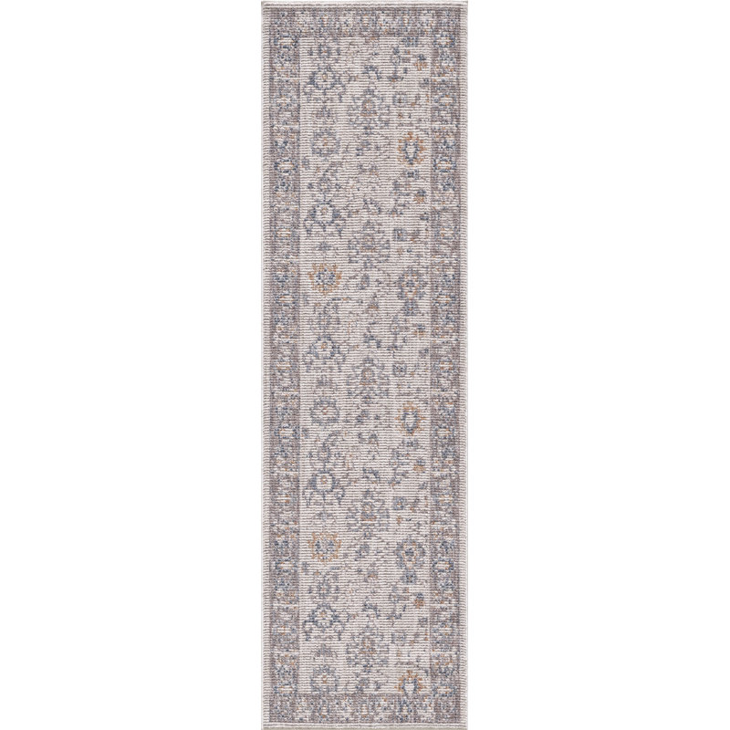 Mira Luna Machine Woven Performance Area Rug - Ivory/Blue - 2'3" x 8' Runner, Ivory/Blue, 2'3" x 8' Runner