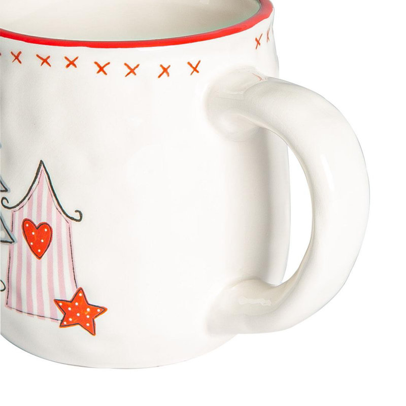 Nicola Spring - Patchwork Christmas Coffee Mugs - 475ml - White, 2