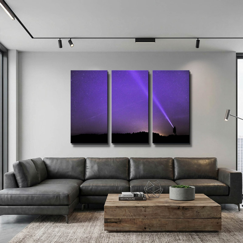 « Étoiles lavande », triptyque mural 60" x 40" d'après des photos spatiales de la NASA, 60 po x 40 po