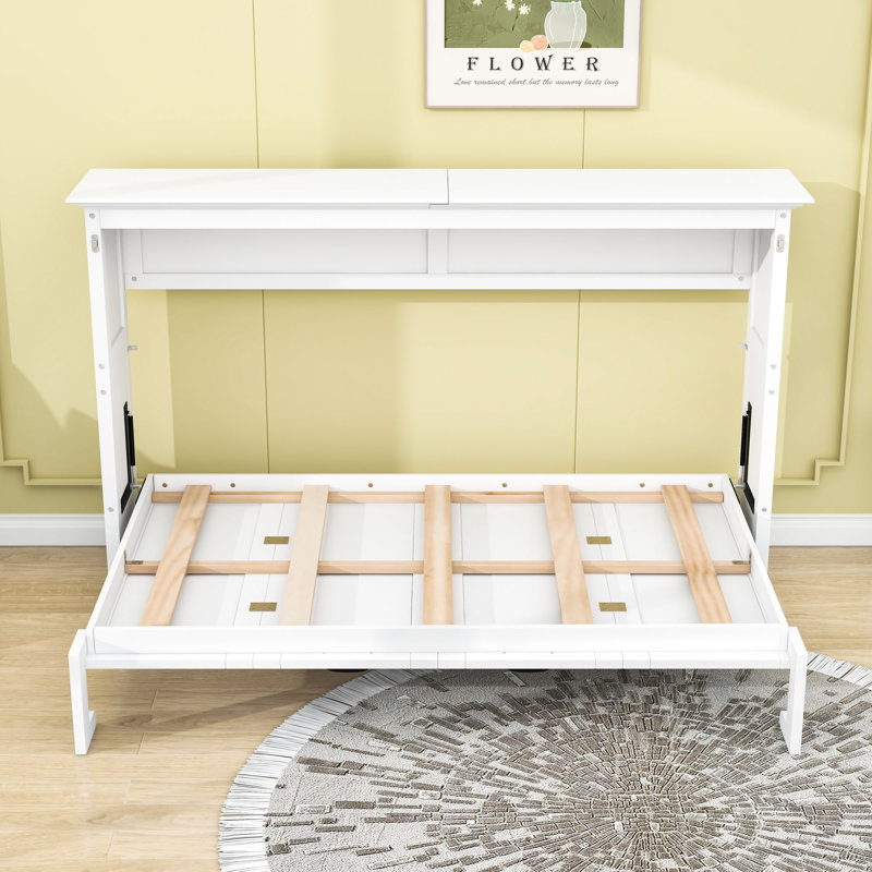 Lit escamotable peu encombrant avec armoire intégrée, Twin, Blanc