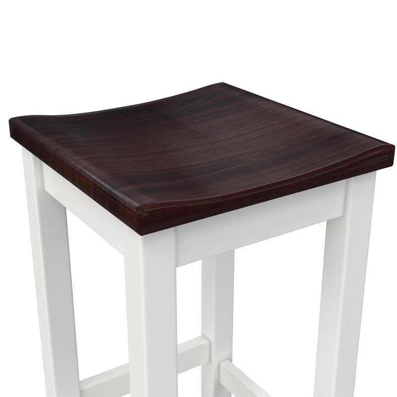 Traneshia 3 Piece Counter Height Drop-Leaf Dining Table and Chairs Set, Walnut/White