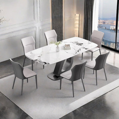 Minimalist modern rectangular dining table set