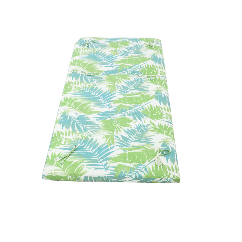 Outdoor Chaise Lounge Cushion with Tropical Leaf Print, Waterproof Recliner Pad for Patio or Poolside, Green