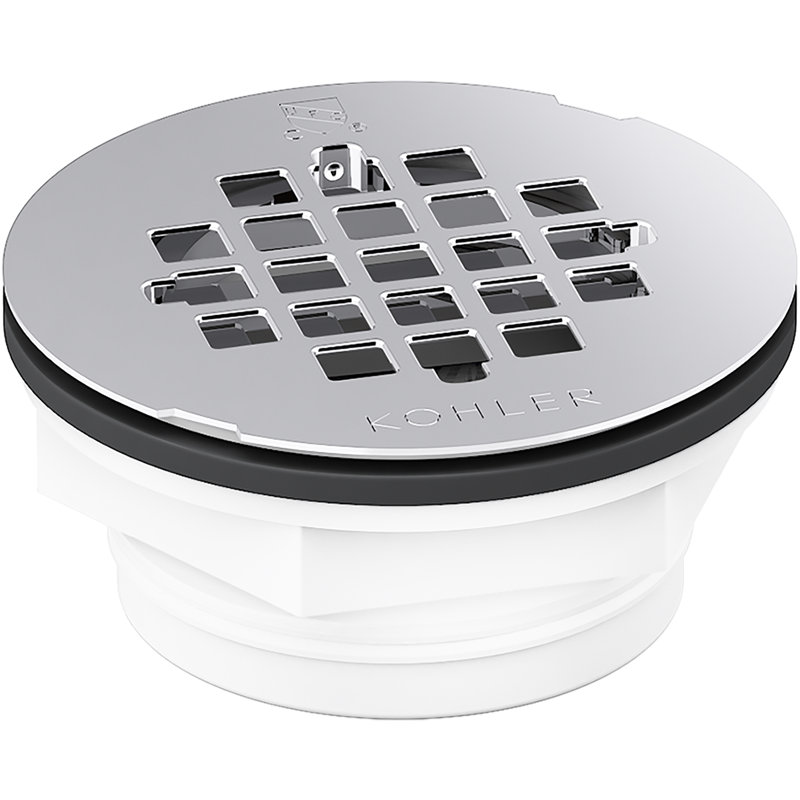 Kohler Grid Shower Drain, Polished Stainless