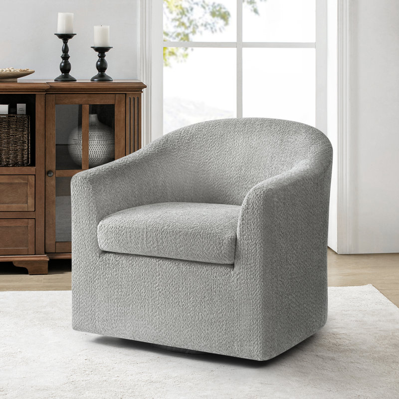 Fauteuil demi-tonneau pivotant moderne Auriya, Polyester gris