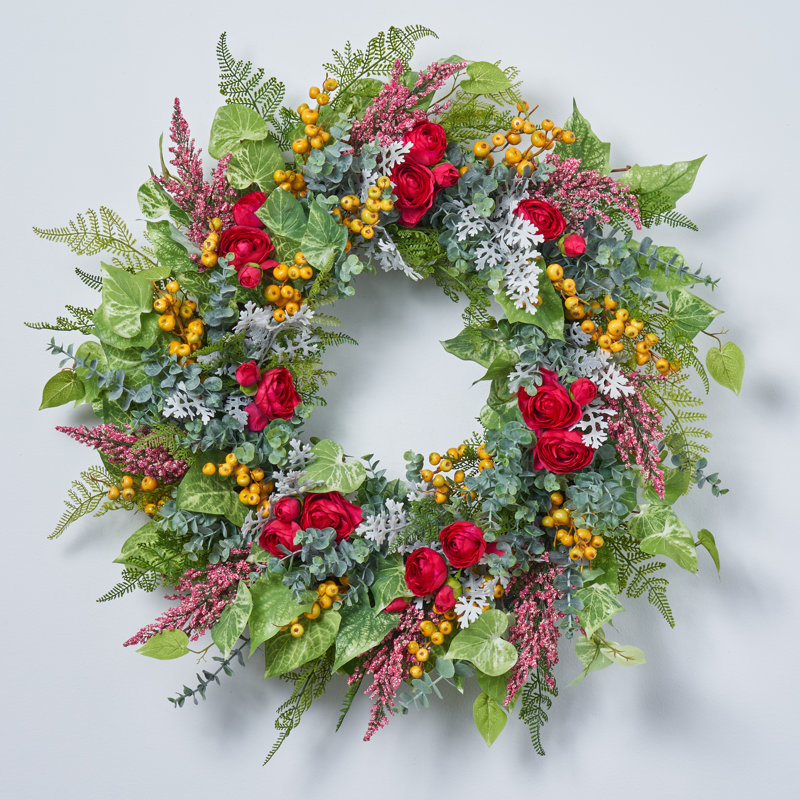 Couronne de soie Camelia Heather, H 30 po x l 30 po x P 6 po