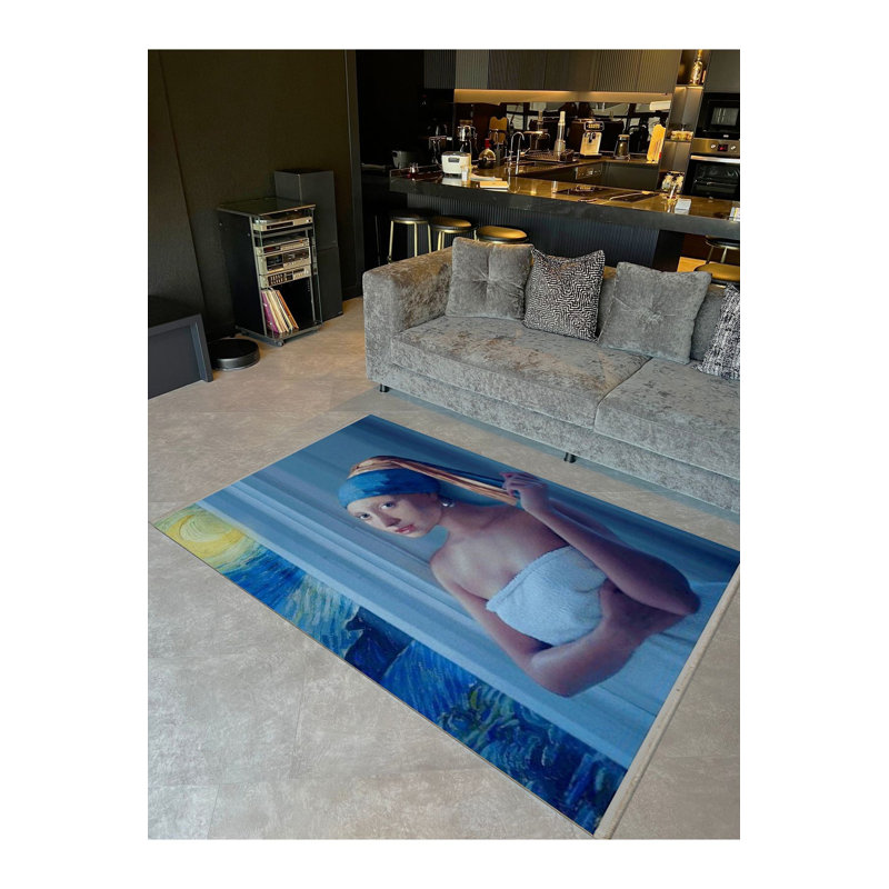 Tapis décoratif lavable à la machine Modern Art, Tapis de couloir 3 pi 3 po x 9 pi 10 po
