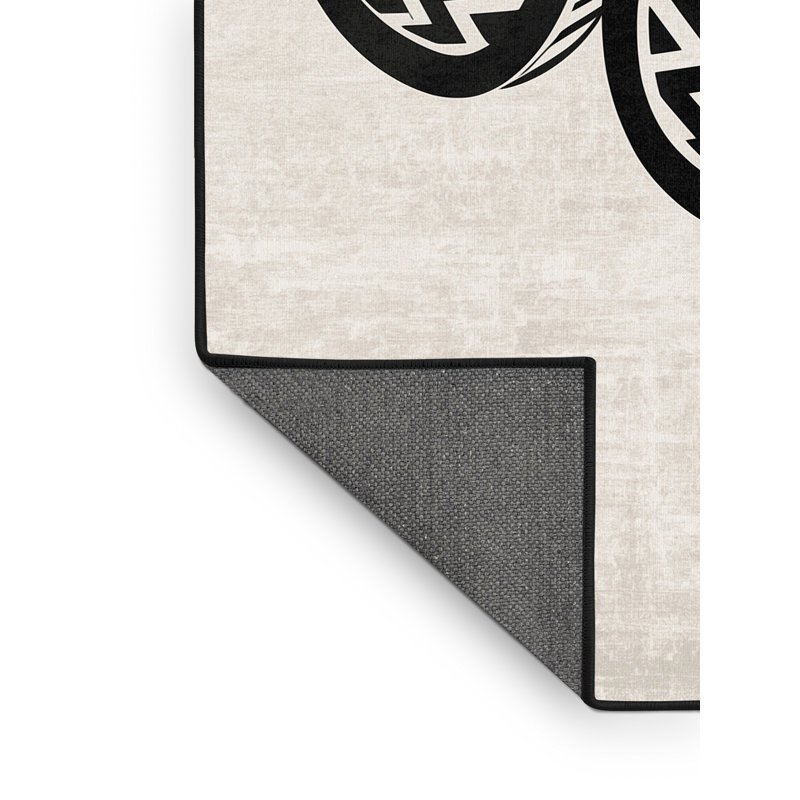 Tapis doux moelleux à motif de chevrons et de zigzags en trois couleurs Mondale - reliure noire, 3x5