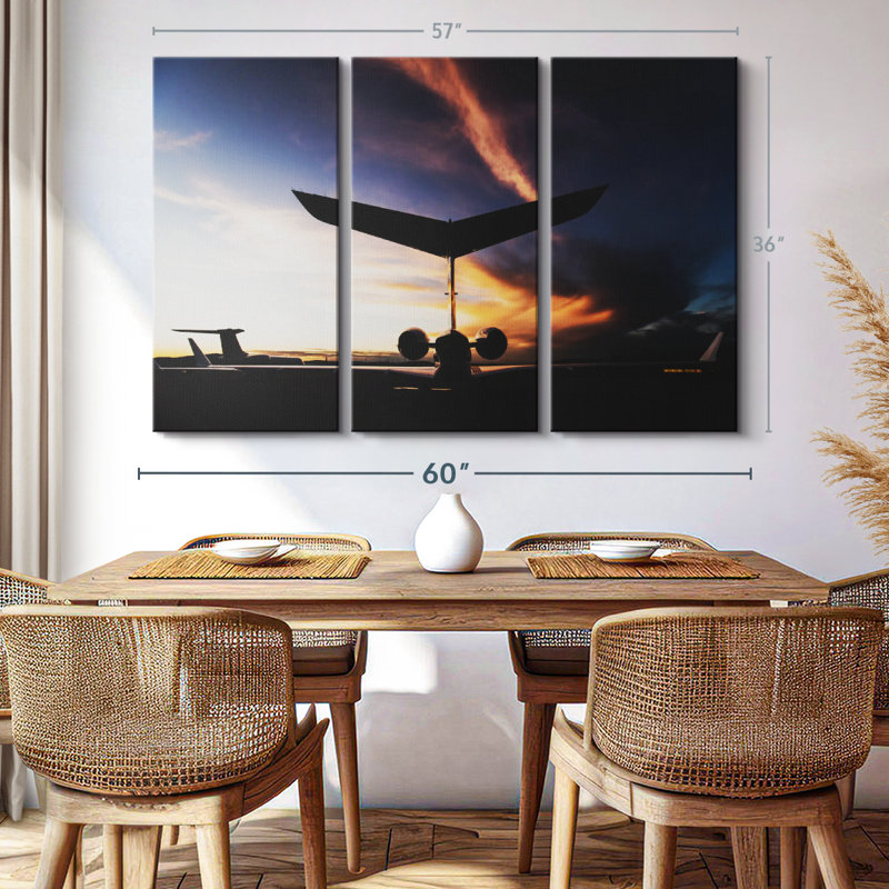 "Silhouette de jet privé" sur, H 36 po x l 57 po x P 1,25 po