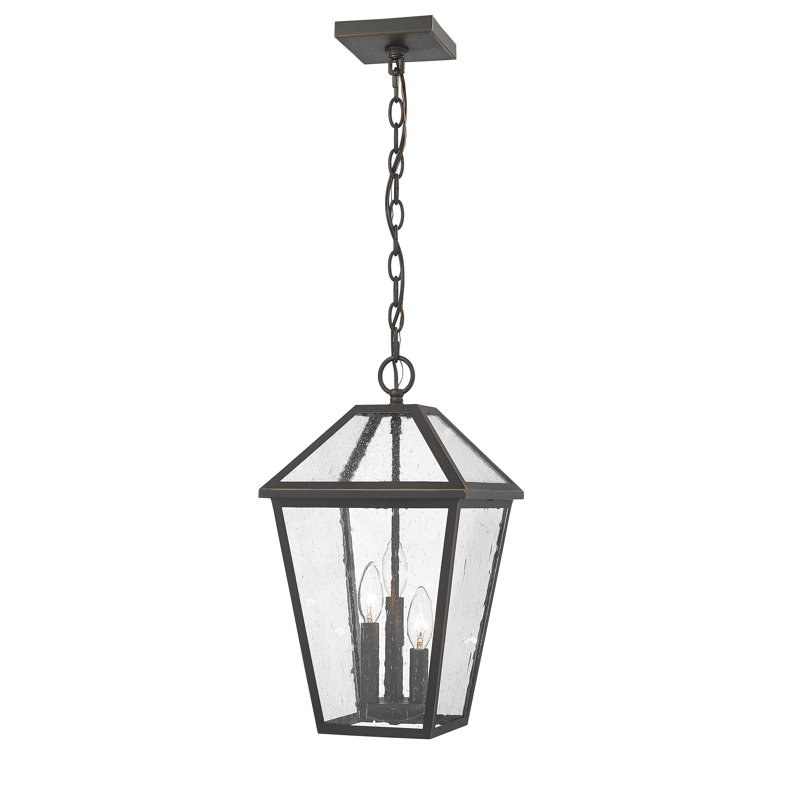 Lanterne suspendue d'extérieur 3 lumières Swerve, H 18 po x l 10 po x P 10 po, Bronze huilé, Grainé
