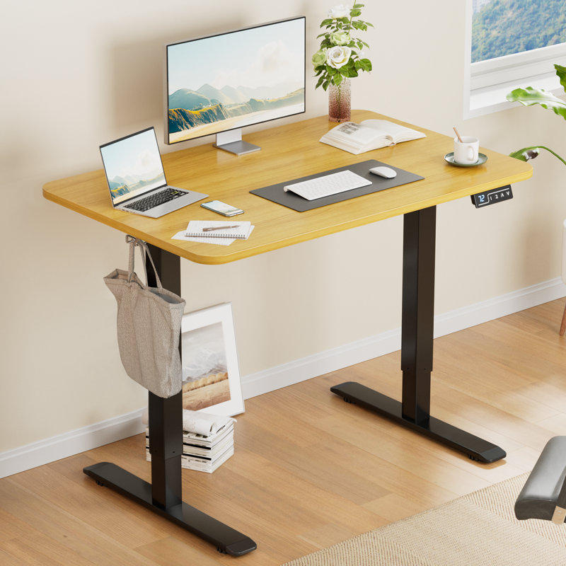 Putnam Height Adjustable Standing Desks, 48" H x 39.37" W x 23.62" D, Bamboo/Black