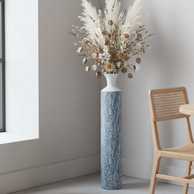Luxury Metal Tall Vase (Small), 32" H x 5.5" W x 5.5" D