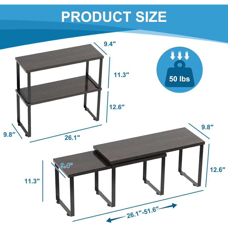 Expandable And Stackable Washer Dryer Shelf For Laundry Room Organization, Space Saving Countertop Storage Solution