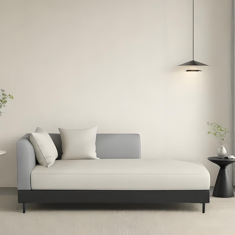 Chaise longue simple de qualité loisir, Blanc cassé/gris, Orienté à gauche (vu de face)