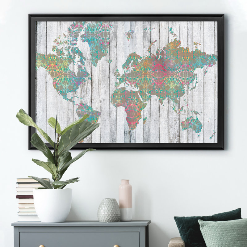 " Boho Map II ", Black, 22.5" H x 30.5" W x 1.5" D