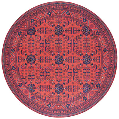 Wynna Orlando Felt/Velvet/Laminated Film Machine Washable Southwestern Rug in Red/Black