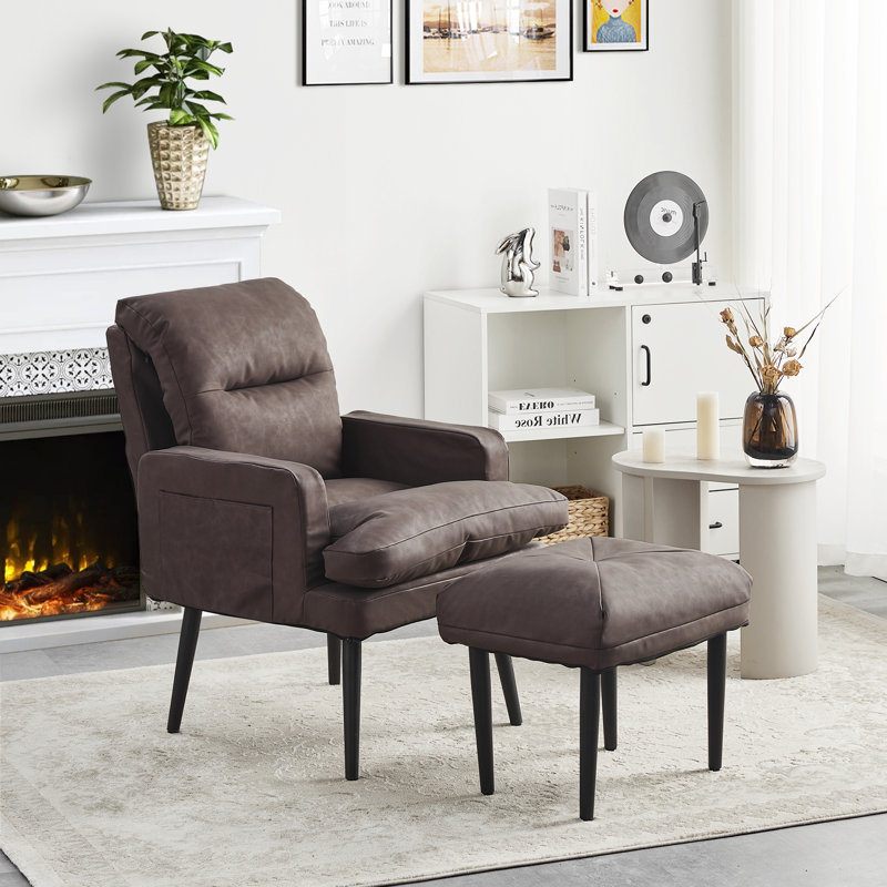 Abdirizak Faux Leather Accent Chair, Light Brown