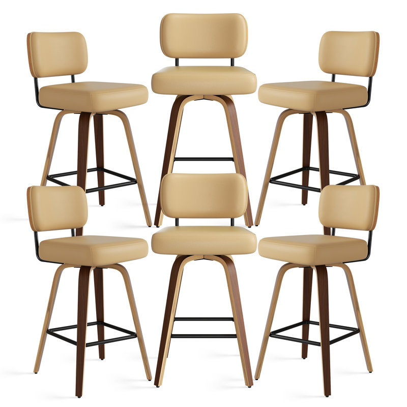 Tabouret pivotant rembourré à hauteur de bar, Kaki, 6