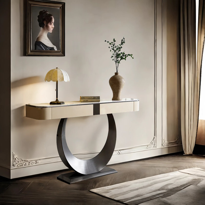 Console d'entrée de luxe de style haut de gamme, H 35 po x l 39,4 po x P 13,8 po, Gris
