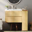 Meuble-lavabo simple 31,5 po avec lavabo en céramique, armoire de rangement flottante murale avec 2 tiroirs à fermeture en douceur et tablette coulissante à 3 niveaux