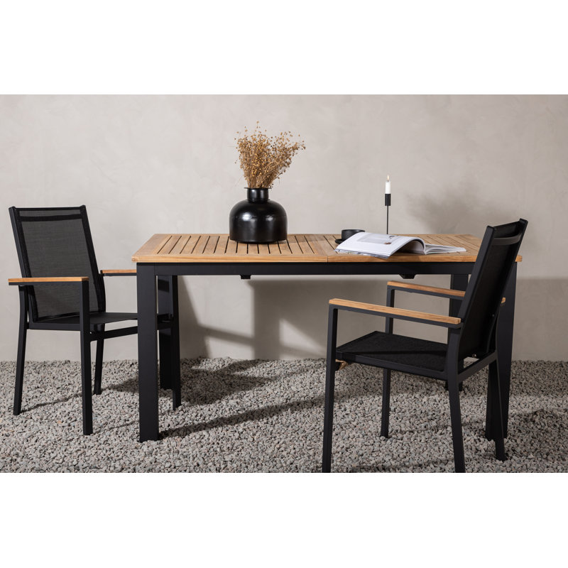 Navya Rectangular Solid Wood Extendable Outdoor Dining Table, H90 x L210 x W152
