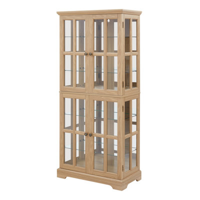 68.7" Tall Display Storage Cabinet With Glass Doors And LED Lights