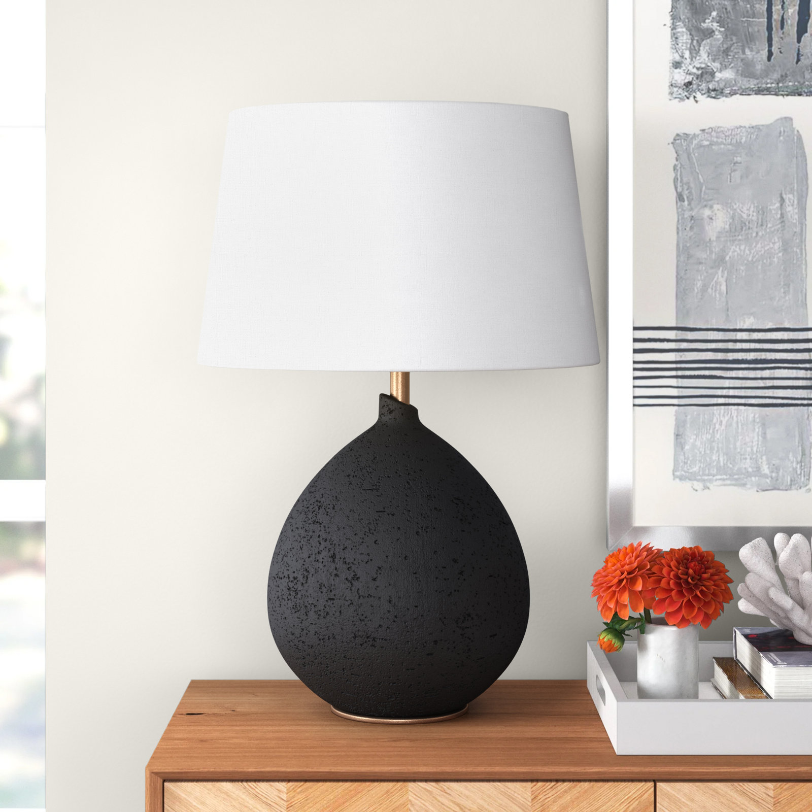 Mellina Ceramic Table Lamp, Dusk Black