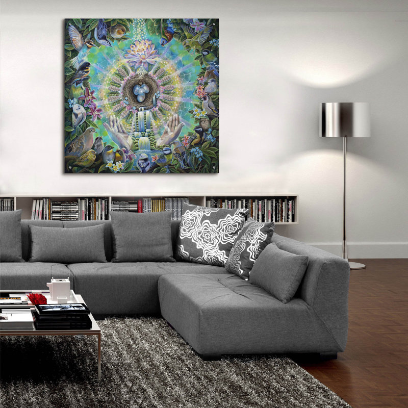 Art mural en verre acrylique épique «Divine Sanctuary» par Verena Wild, 36 po x 36 po, H 36 po x l 36 po