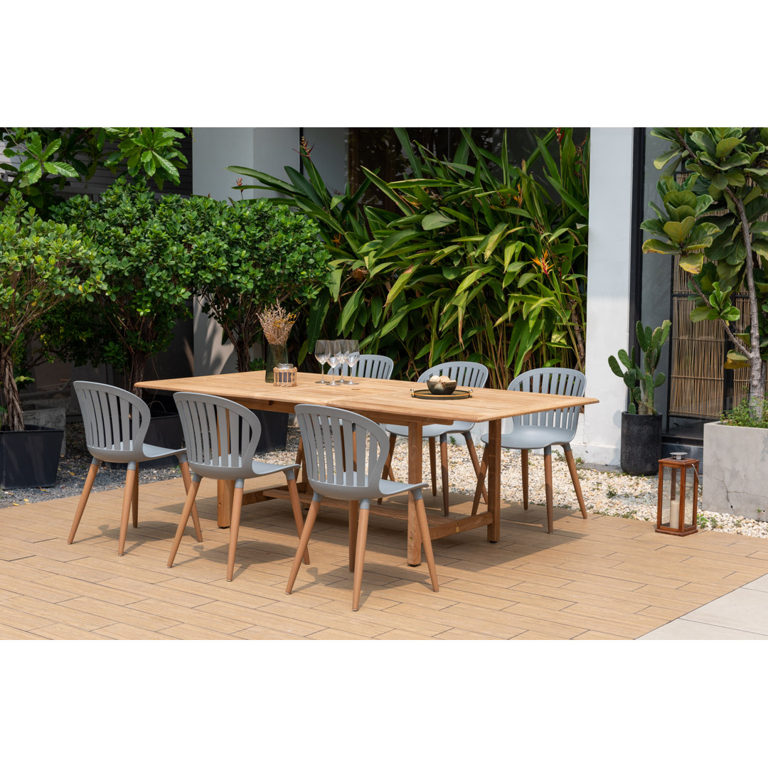 Anautica Outdoor Patio 7pc FSC Solid Teak Wood Dining Set Lark Manor™