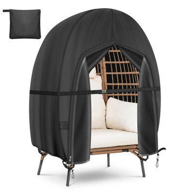 Patio Egg Chair Covers Waterproof, Upgraded Outdoor Hanging Egg Chair Covers With Waterproof Zipper, 420D Double Seat Swing Egg Chair Cover, Windproof, Anti-UV, No Tears (Up To 80" W X 91" H)