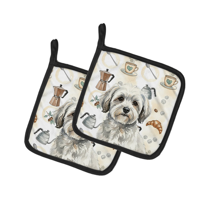 Paire de poignées blanches et grises en coton de Tulear