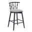 Tabouret de bar d'intérieur en bois Doria, finition noire avec revêtement gris, ensemble de 4