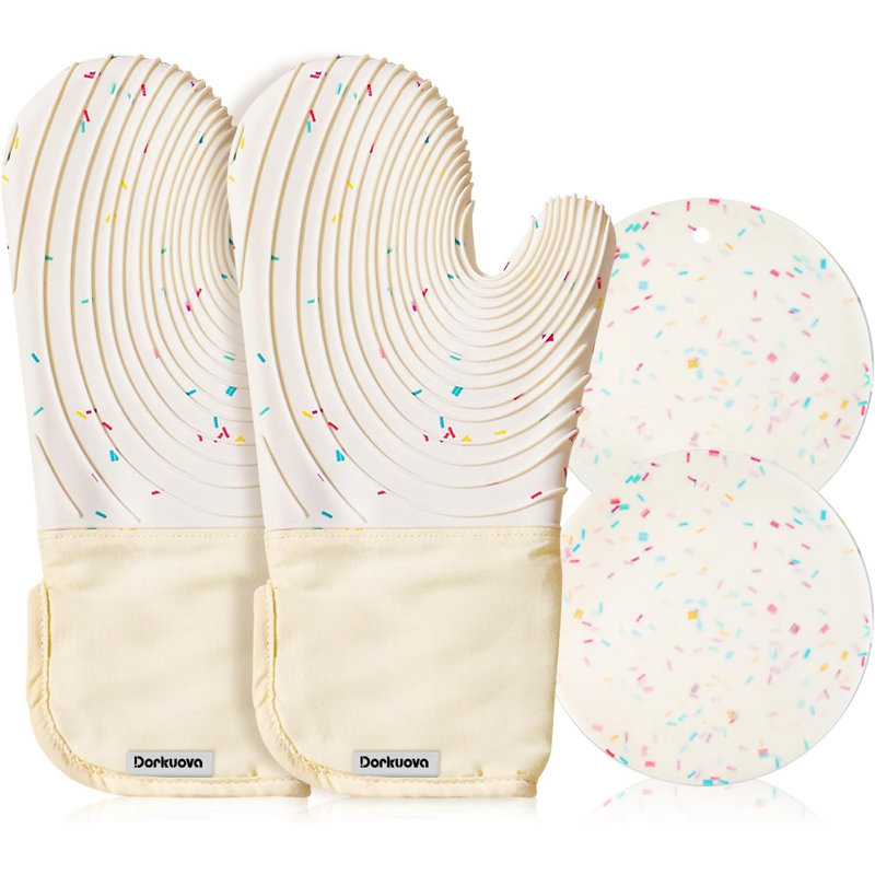 Silicone Mitts Oven,Silicone Oven Mitts Pair,Oven Gloves, BPA-Free, Long Cooking Mitts