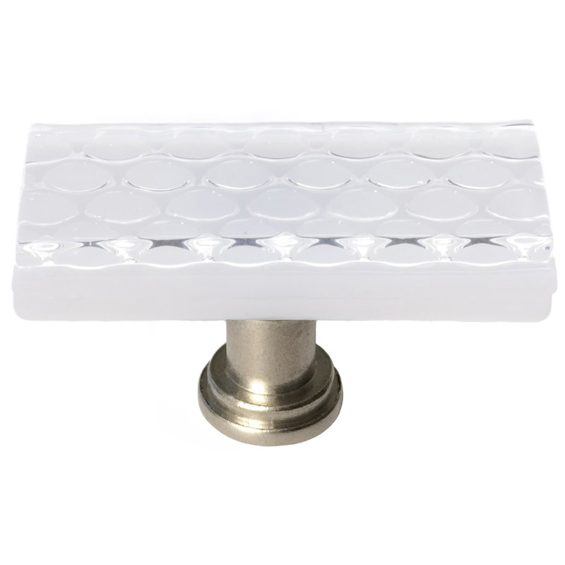 Poignée rectangulaire surdimensionnée de 2 po de longueur, Nickel satiné, Blanc