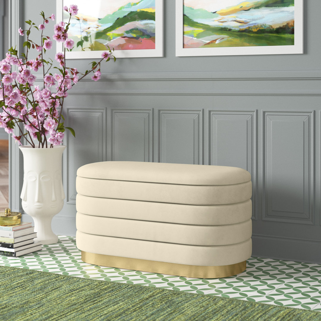 TOV Slashed Velvet Upholstered Storage Bench TOV Furniture 