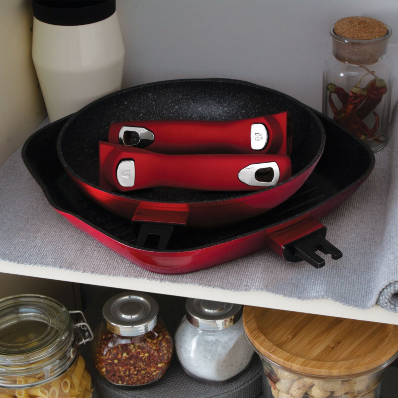 Aluminum Non-Stick Frying Pan Set, Burgundy