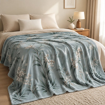 Jeté floral léger, douillet douillet pour canapé, canapé, chambre à coucher, décoration de salon, couverture à imprimé botanique