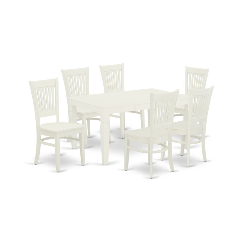 Ensemble de table de salle à manger 7 pièces composé d'une table rectangulaire avec rallonge papillon et 6 chaises de salle à manger