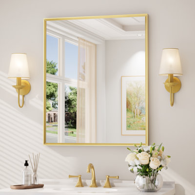 Miroir de salle de bain avec cadre en aluminium et verre trempé