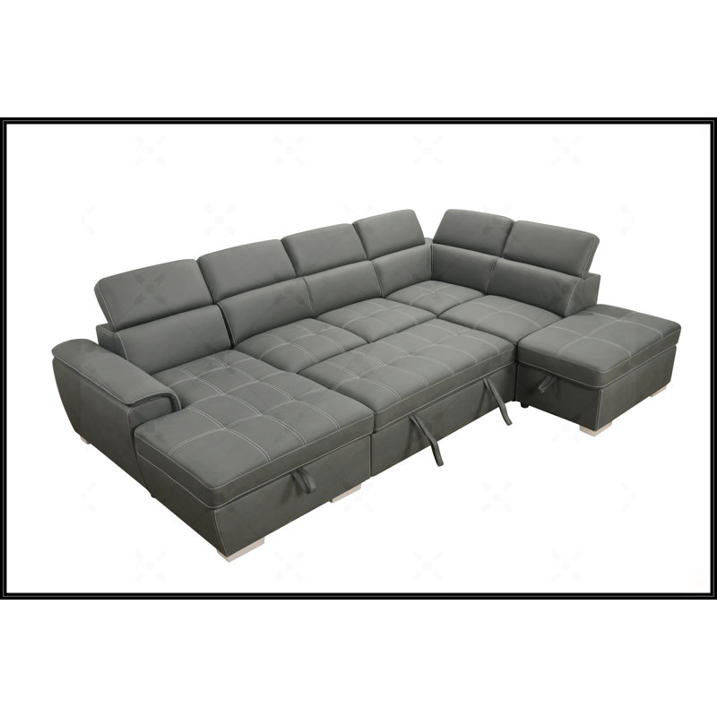 128"Sofa U Shaped Sectional Couch With Ottoman