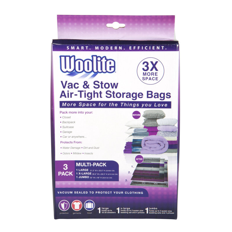 Woolite 3 Piece Air-Tight Vacuum Storage Bag Multi-Pack