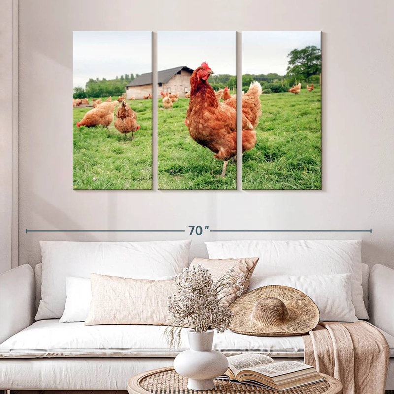 Poulet à la ferme, H 32 po x l 50 po