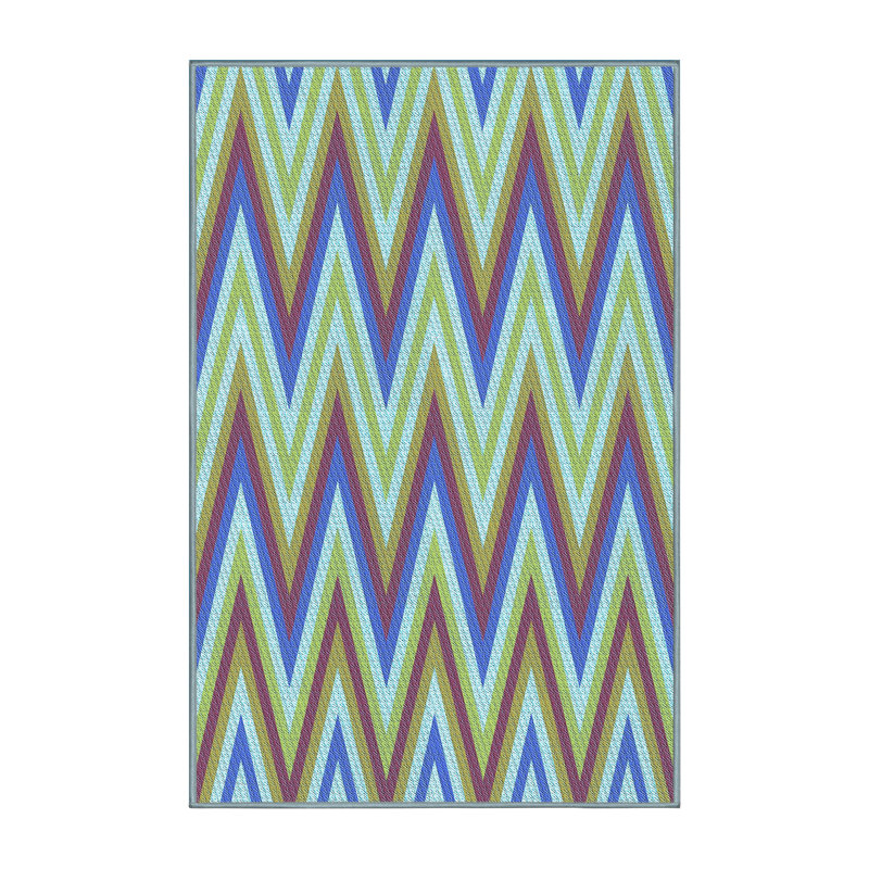 Tapis bleu rectangulaire tissé à la machine 2 pi x 5 pi