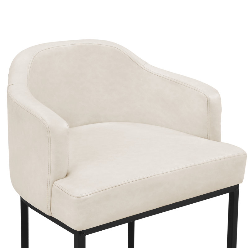 Tabouret de comptoir rembourré Alyce, Ivoire / similicuir