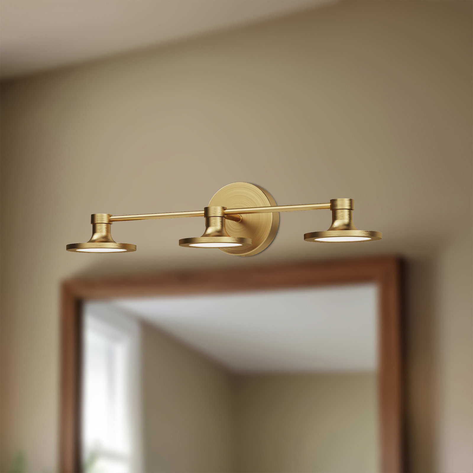 Daveney 3 Light Dimmable LED Vanity Light, Brushed Gold